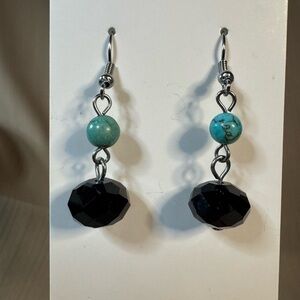 Elegant Black and Turquoise Dangle Earrings